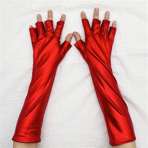 Mitten Cosplay Handschuhe Finger Lose F Ustlinge Leder Handschuhe Arm