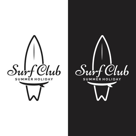 Vintage Surfboard Logo Template Surfing On A Summer Beach For Business