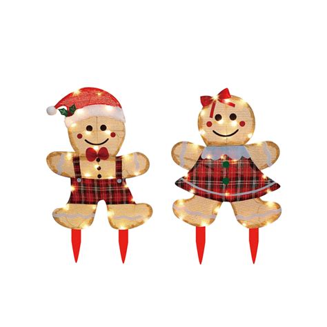 Mubineo Dazzle Bright Christmas Outdoor Decorations, 2-Piece Lighted 2D Gingerbread Man, Pre-Lit ...