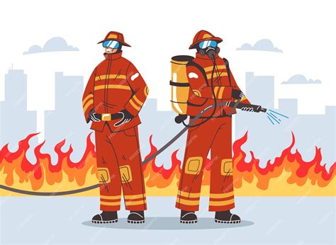 Premium Vector | Firefighter team character fireman worker concept ...