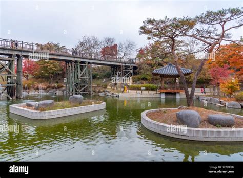 Pond Inside Imjingak Unification Park At The Republic Of Korea Stock