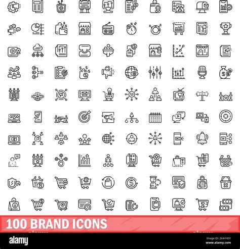 Conjunto De 100 Iconos De Marca Ilustración Del Contorno De 100 Iconos