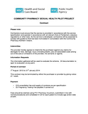 Fillable Online Hscbusiness Hscni Community Pharmacy Sexual Health