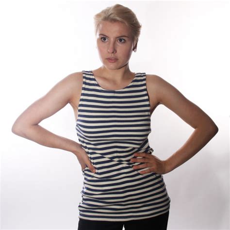 Sleeveless Navy Summer Telnyashka Dark Blue Stripes