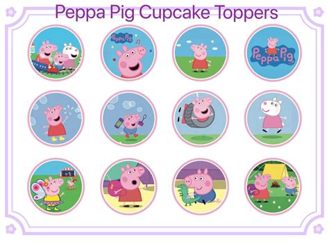 Printable Peppa Pig Cupcake Toppers: Cupcake Picks Stickers - Etsy Finland