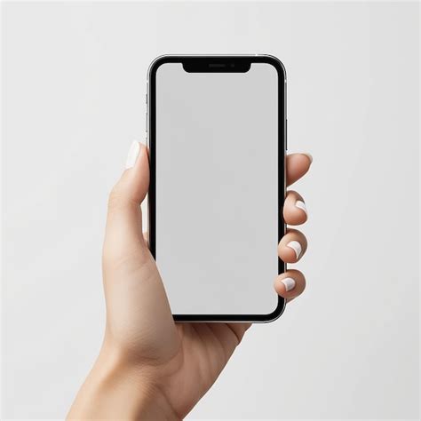 Hand Holding Mobile Smart Phone With Blank Screen Isolated White