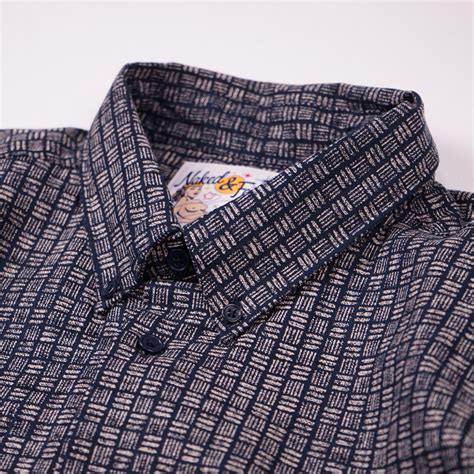 Naked And Famous Easy Shirt Kimono Print Basketweave Indigo