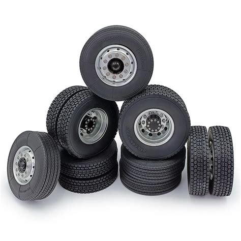 8x8 Wheel Tires Complete Set For 114 Tamiya Rc Tractor Trailer