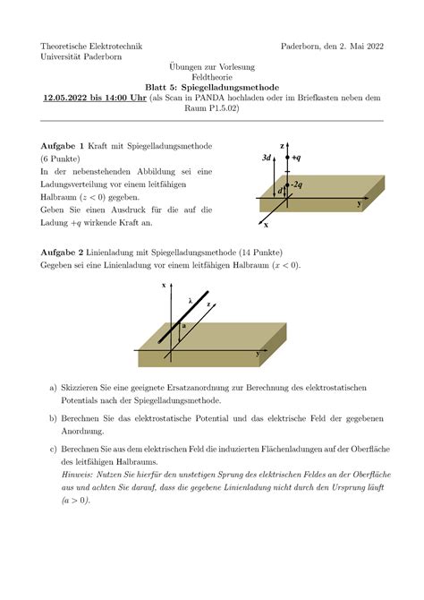 Übungsblatt 5 Sommersemester Theoretische Elektrotechnik Paderborn