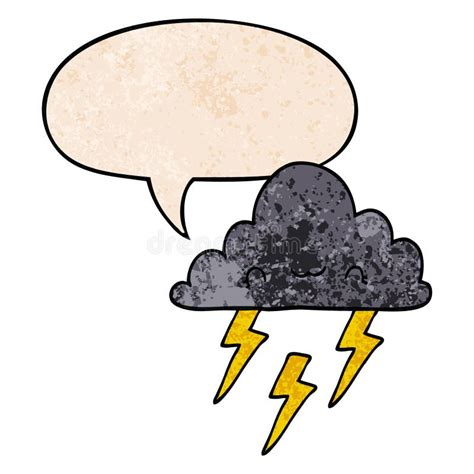 A Creative Cartoon Storm Cloud And Speech Bubble In Retro Texture Style