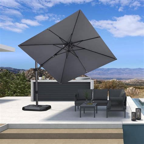 Purple Leaf 9 Ft Square Cantilever Umbrella Swivel Aluminum Offset 360