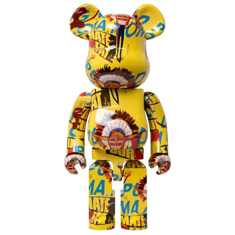 Medicom Andy Warhol X Jean Michel Basquiat 3 1000 Bearbrick Figure Yellow