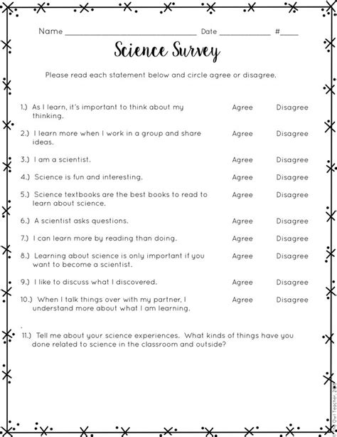 The Science Survey Is Shown In This Black And White Printable Version