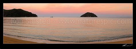 Abel Tasman Sunset At Onetahuti Beach With Tonga Island And Reef Point