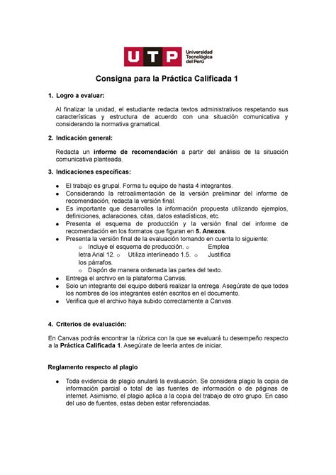 GC N04I Consigna PC 1 22C2A Consigna para la Práctica Calificada 1 1