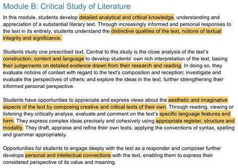 Guide To Hsc Advanced English Module B Critical Study Of Literature