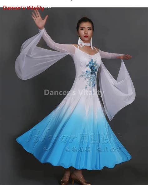 2017 new Ballroom Dance Costumes Senior Embroidery Long Sleeves ...