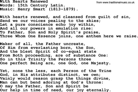 Hymns About The Trinity Title With Hearts Renewed Lyrics With Pdf