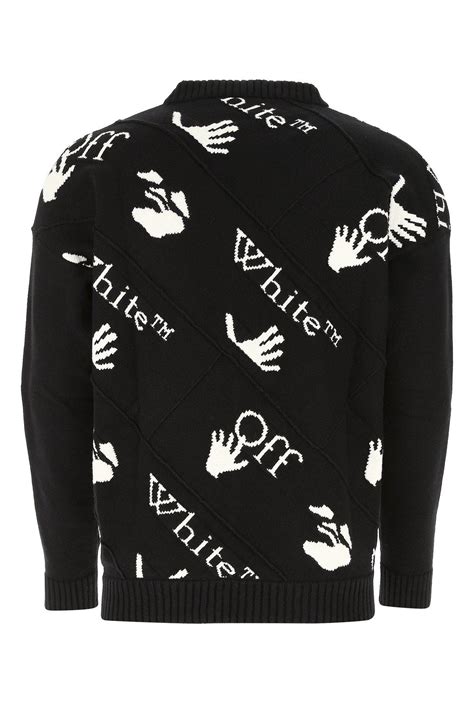 Off White C O Virgil Abloh Cotton Drowning Crewneck Knit Jumper In