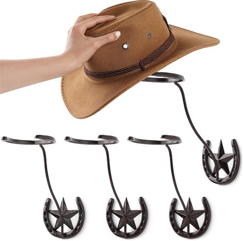 Amazon HYDERMUS Cowboy Hat Rack For Wall 4 Pack Rustic Metal