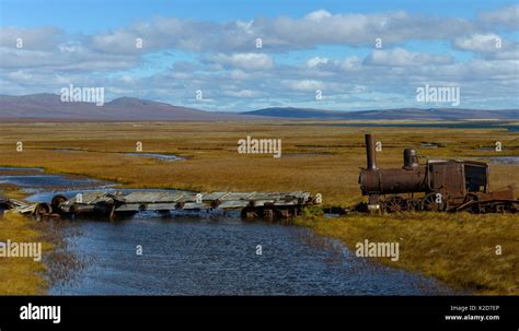 Old Rusted Steam Train Sewards Peninsula Nome Alaska Usa September