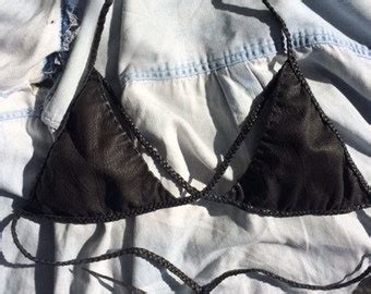Black Leather Bikini Etsy