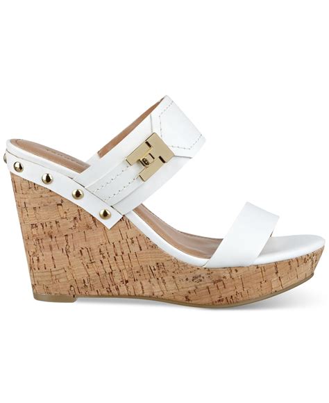 Lyst Tommy Hilfiger Women S Madasen Platform Wedge Sandals In White