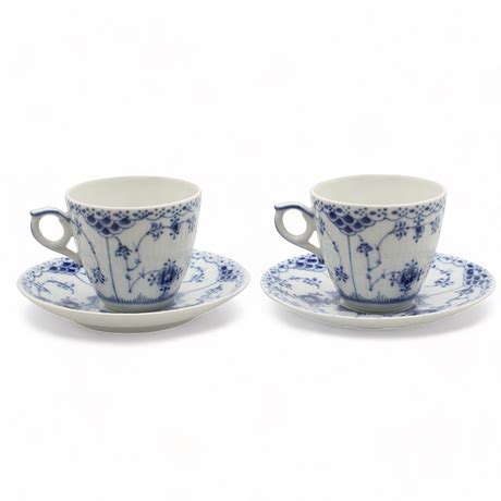 Kaffekoppar Med Fat Set Porslin Musselmalet Royal Copenhagen