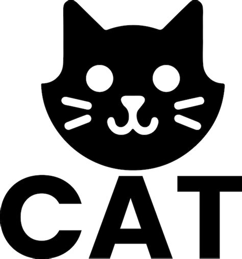 Ilustração artística vetorial de logotipo de gato cor preta Silhueta