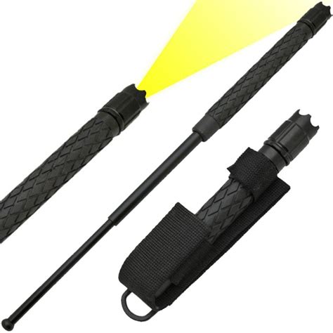 Expandable Solid Steel Baton Flashlight W Holster 21 The Home