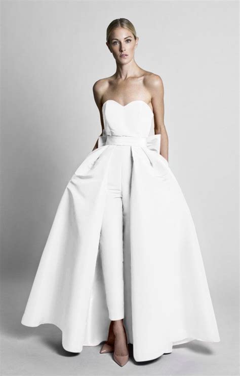 Three Sheath Wedding Dresses With Detachable Skirt Pants Detachable