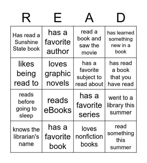 Know Your Reader Bingo Card