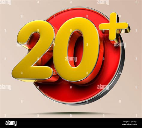 20 Plus 3d Illustrati On Light Cream Background Have Work Path