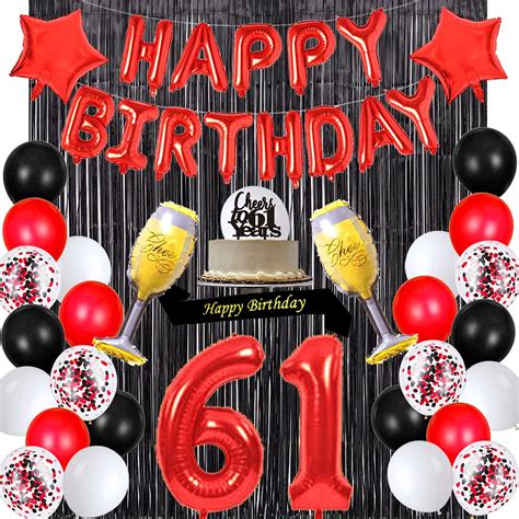 Buy Santonila Red 61st Birthday Decorations Happy Birthday Banner Sash