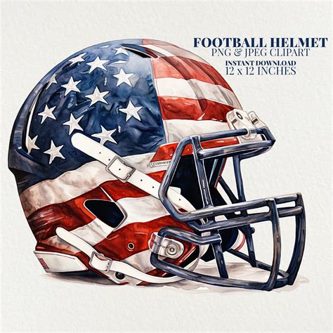 American Flag Football Helmet Watercolor Png Commercial Use Etsy