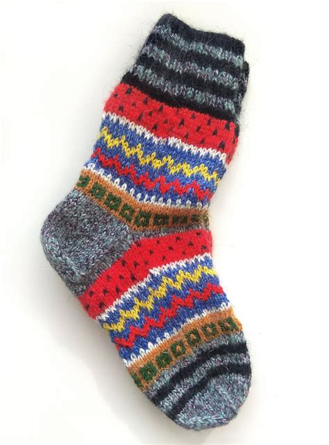 Wool Knitted Socks Fair Isle Socks Norwegian Socks Warm Hand Etsy