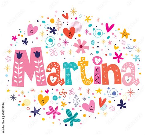 Martina Female Name Decorative Lettering Type Design Vector De Stock