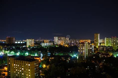 Top View of the Night City with Modern Residential Buildings Stock ...