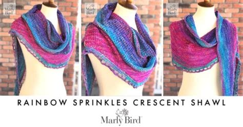 Rainbow Sprinkles Crescent Shawl Marly Bird