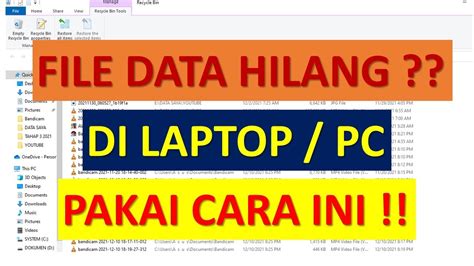 Cara Mengembalikan File Data Yang Terhapus Di Laptop Youtube