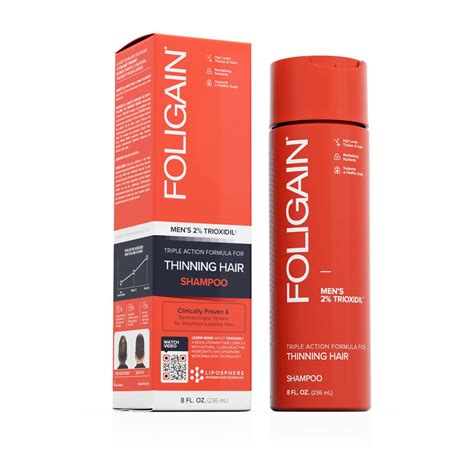 Foligain Triple Action Shampoo For Thinning Hair Mens Volumizing Shampoo With 2 Trioxidil 8