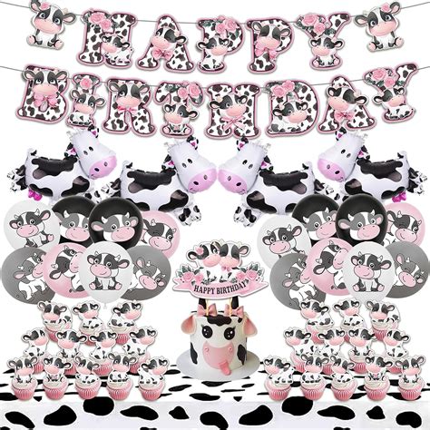 Bienyosso 47 Pcs Cow Party Decorations Cow Print Party