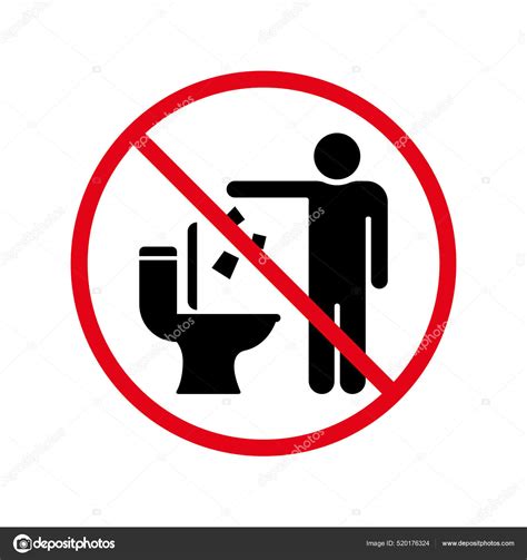 Do Not Throw Trash And Paper In Toilet Room Silhouette Sign Dont