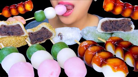 ASMR MOCHI DANGO RICE CAKE DESSERT SOFT CHEWY ASMR EATING SOUNDS