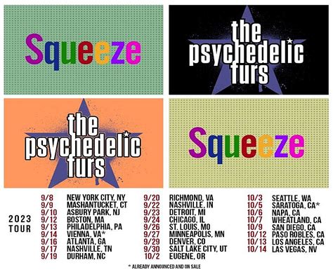 Squeeze Psychedelic Furs Announce Co Headlining Tour Bv Presale For