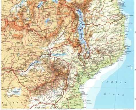 Physical Map Of Africa With Rivers And Mountains