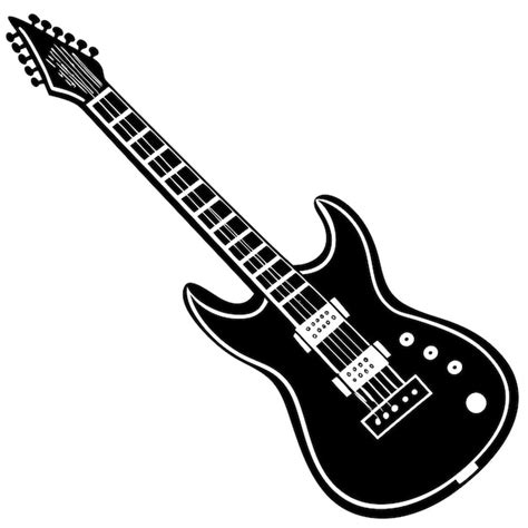 Diseño vectorial de iconos de silueta de guitarra eléctrica en blanco y