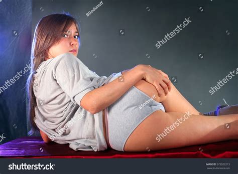 Beautiful Sexy Blonde Girl Knee Socks Stock Photo Edit Now 573022213