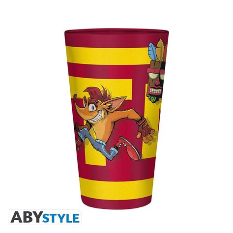 Crash Bandicoot Large Glass 400ml Tnt Crash Box X2 Abysse Corp