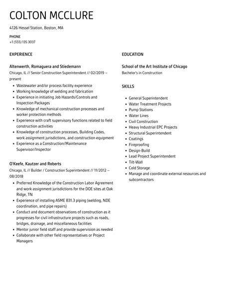 Construction Superintendent Resume Samples Velvet Jobs